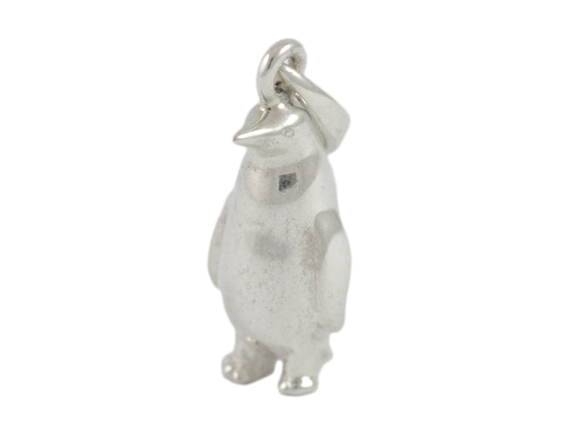 Sterling silver sculpted emperor penguin pendant.
