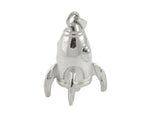 Sterling silver sculpted rocket pendant.
