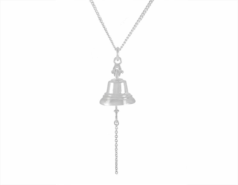 End of cancer treatment bell , sterling silver pendant.