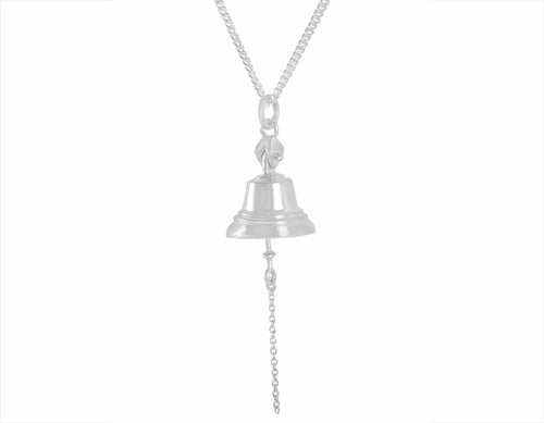 End of cancer treatment bell, sterling silver pendant.