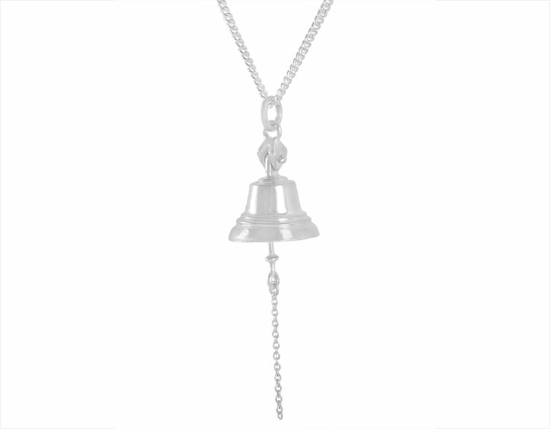 End of cancer treatment bell, sterling silver pendant.