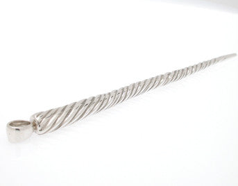 Sterling silver sculpted narwhal tusk pendant.