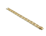 Solid rose, white, yellow 18k gold link bracelet.