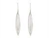 Very long silver drop earrings in the shape of vanilla beans.