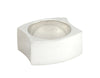 Wide silver band. Concave sides.