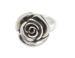 Large silve ring in shape of carved rose. Blackened.