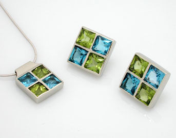 Blue Topaz and Peridot Post Earrings