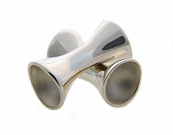 Barbell shaped cufflinks, silver. 