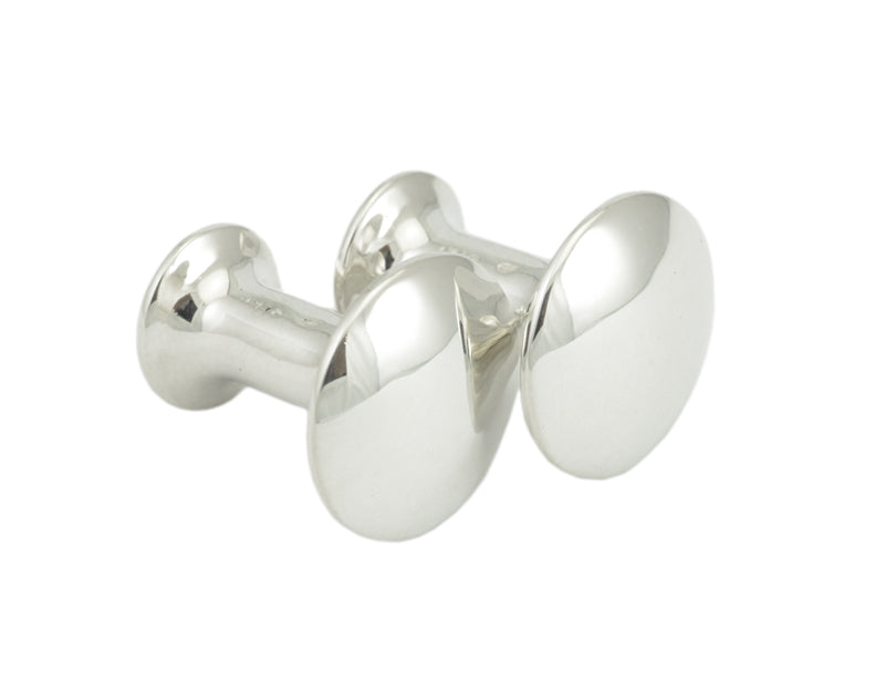 Barbell shaped cufflinks, silver. 
