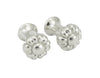 Barbell shaped cufflinks, silver, flower motif.