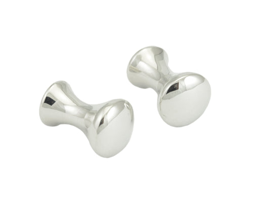 Barbell shaped cufflinks, silver.