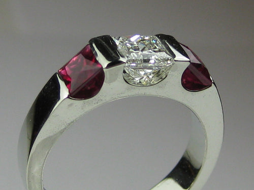 White gold ruby and diamond ring.