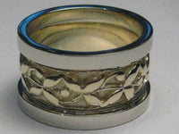 Remake of Pierce Brosnan's wedding band, white gold.