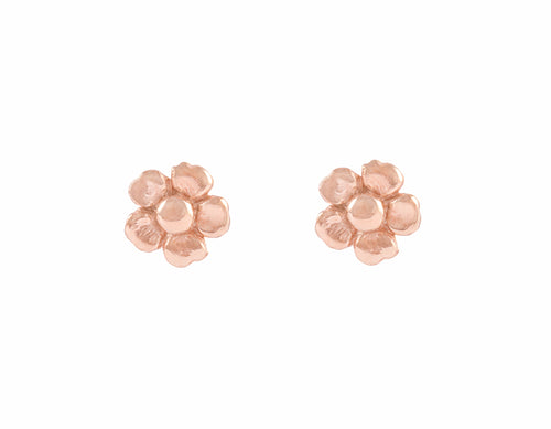 Rose gold studs in cinquefeuille flower shape