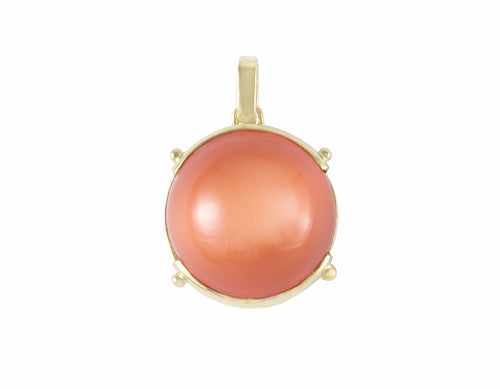 Orange moonstone, green 18k gold pendant.