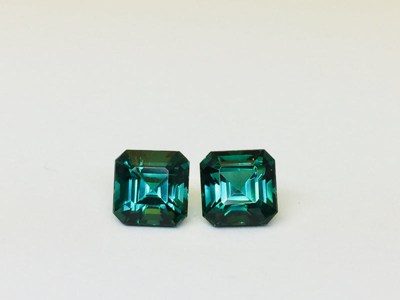 Indicolite tourmaline against white background.