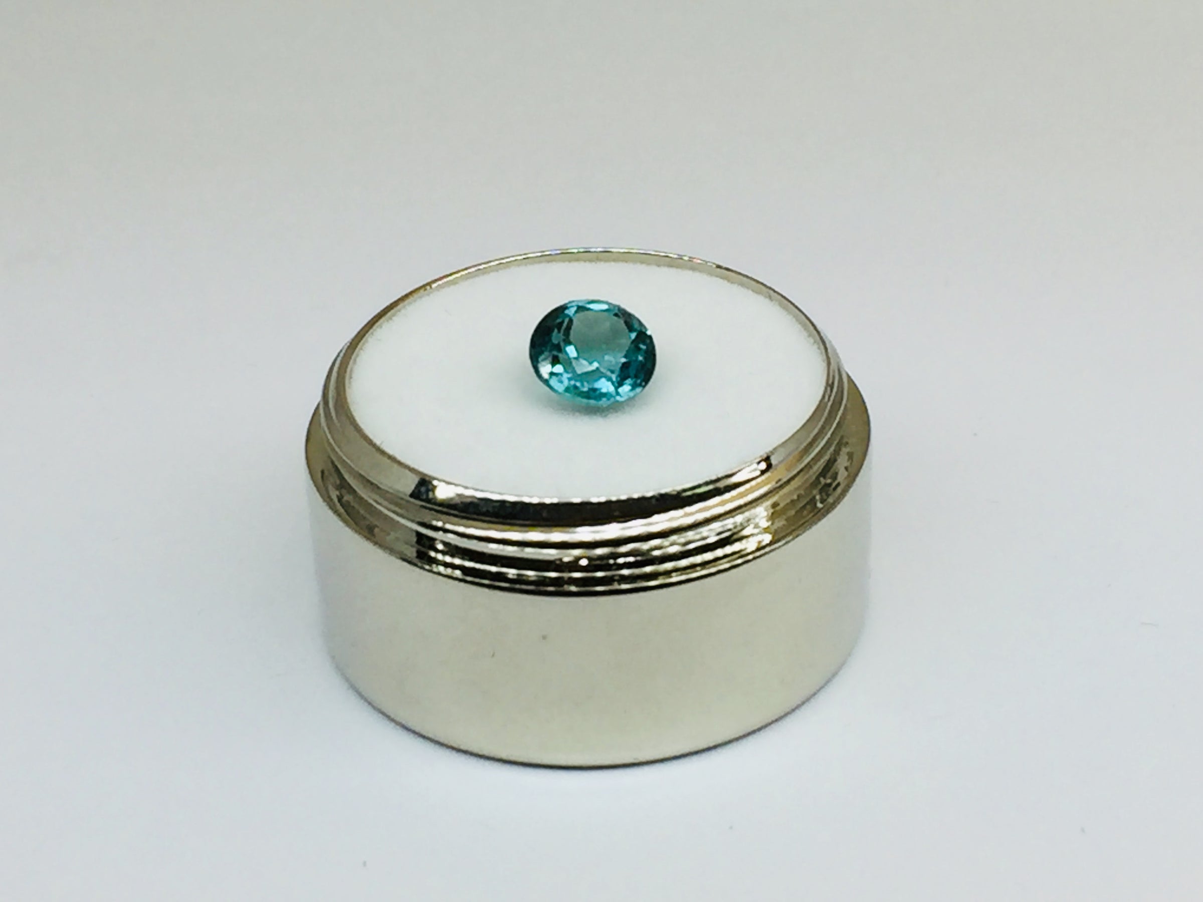 Indicolite tourmaline against white background.