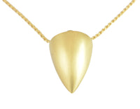 Pendant, like a plumb bob, in solid 18k gold matte finish.