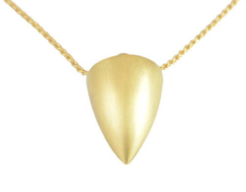 Pendant, like a plumb bob, in solid 18k gold matte finish.