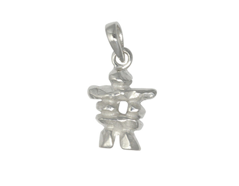 Sterling silver sculpted inukshuk pendant.