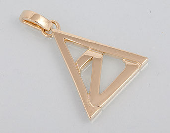 Pendant formed with initials A Z in yellow gold.