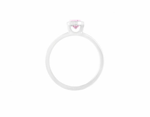 platinum skinny ring with oval pink spinel.