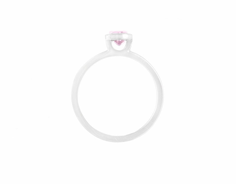 platinum skinny ring with oval pink spinel.