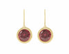 raspberry coloured rhodolite garnets set in 18k green gold