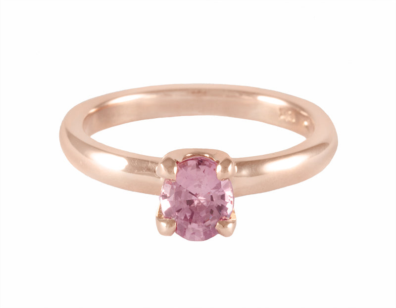 18k rose gold ring, padparadscha orange-pink sapphire