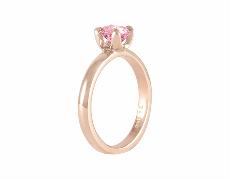18k rose gold ring, padparadscha orange-pink sapphire