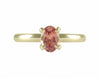 18k green gold ring, peach coloured sapphire