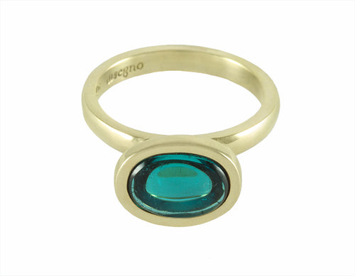 Indicolite tourmaline in 18k green gold ring