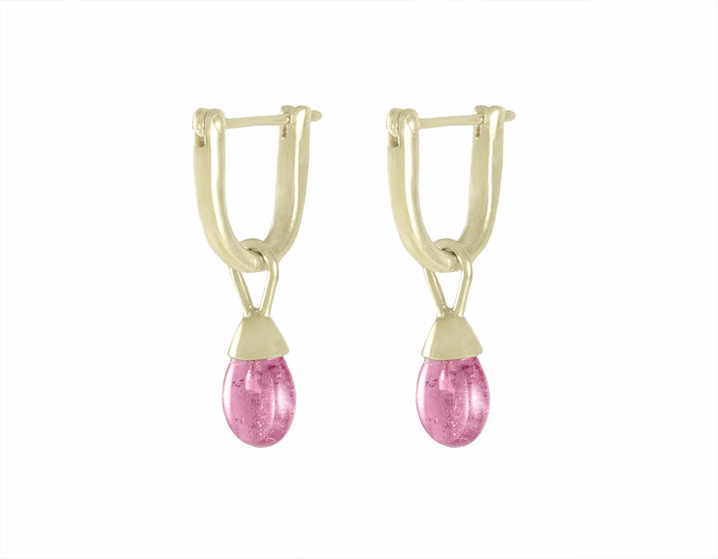 rubellite tourmaline in 18k green gold earrings
