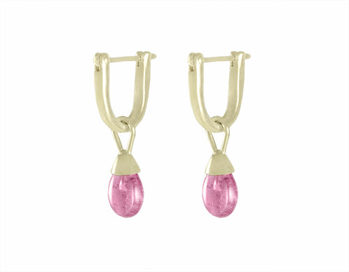 rubellite tourmaline in 18k green gold earrings
