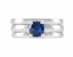 Blue sapphire platinum ring trio.