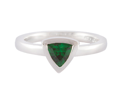 Platinum ring set with tsavorite garnet.