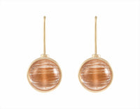 Rutilated quartz with cat's eye 18k yellow gold earrings