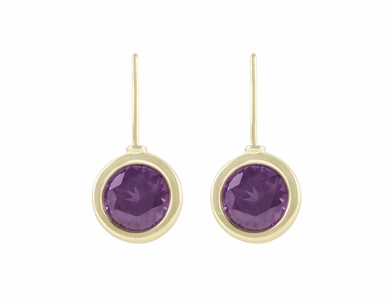 Amethyst earrings, 18k green gold.
