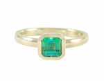 Blue-green tourmaline in 18k green gold ring.