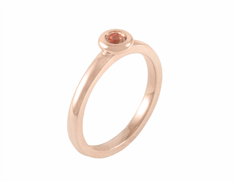 18k rose gold skinny ring with precious topaz