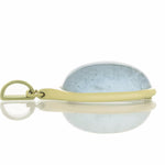 Very large oval light blue aquamarine pendant in green gold.
