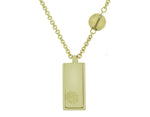 Large locket pendant in green gold with breeze motif engraving, on green gold chain.