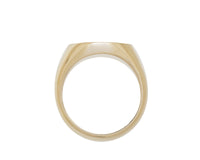 Man's signet ring, engraved family crest in yellow gold.